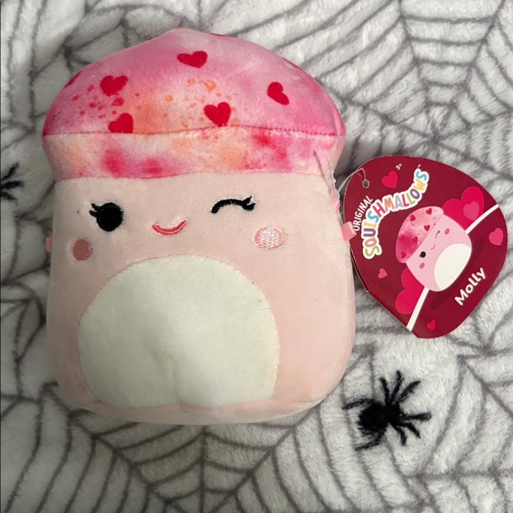 Molly the mushroom Pink and Cream Plush with Hearts Valentine’s Day Squishmallow